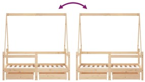 Estrutura de cama infantil c/ gavetas 70x140 cm pinho maciço