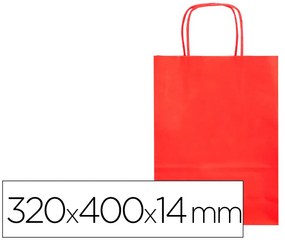 Saco de Papel Basika Celulose Vermelho L com Asa Torcida 320x400x14 mm