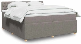 vidaXL Cama com molas/colchão 200x200 cm tecido castanho-acinzentado