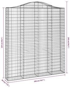 Cestos gabião arqueados 4pcs 200x30x220/240cm ferro galvanizado