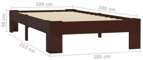 Estrutura de cama 100x200 cm pinho maciço castanho-escuro