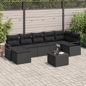 Conjunto de Sofá de Jardim vidaXL 8 Peças com Almofadas Bege Vime Poliéster