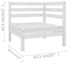 7 pcs conjunto lounge de jardim pinho maciço branco