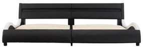 Estrutura cama c/ LEDs 180x200cm couro artificial preto/branco