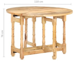 Mesa de jantar redonda 110x76 cm madeira de mangueira maciça
