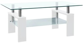 330304 vidaXL Mesa de centro 95x55x40 cm branco vidro temperado transparente