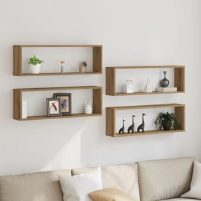 Prateleiras de parede vidaXL 4 pcs Carvalho Artesanal 80x15x26 cm Made