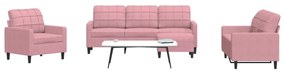 4 pcs conjunto de sofás com almofadões veludo rosa