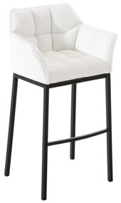 Banco de bar Damaso em couro sintético e com estrutura preta 64 x 110 x 48 cm Branco
