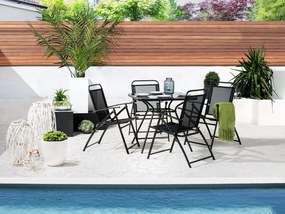 Conjunto de jardim em aço mesa e 4 cadeiras preto LIVO Beliani