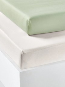 Conjunto de 2 lençóis com elástico em algodão reciclado para criança verde-salva