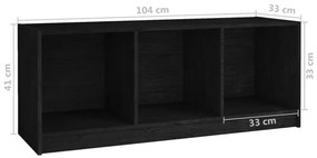 Móvel de TV 104x33x41 cm madeira de pinho maciça preto