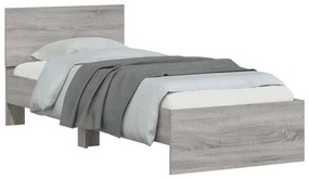 Estrutura de cama c/ cabeceira derivados madeira cinza sonoma