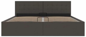 Cama hidráulica c/ arrumação 160x200 cm tecido cinzento-escuro