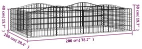 Canteiro elevado gabião arqueado 200x100x50cm ferro galvanizado
