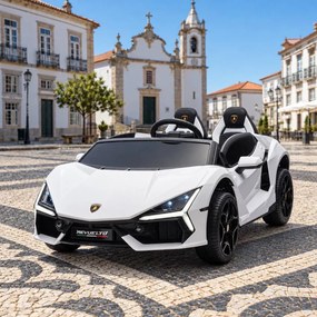 Carro elétrico para Crianças 2 Lugares Lamborghini Revuelto XL STRONG 24V, Rodas AR bombeado, Assento Couro ecológico Branco