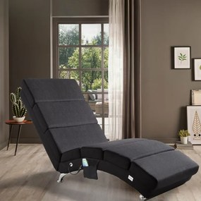 Espreguiçadeira London em tecido cinzento com função de massagem e aquecimento 186x55x89 cm Antracite