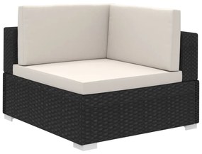 8 pcs conjunto lounge de jardim c/ almofadões vime PE preto