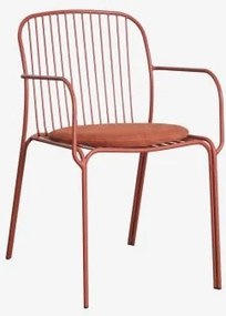 Pack De 4 Cadeiras De Jardim Com Apoios De Braços Em Aço Anerina Terracota & Terracota - Sklum