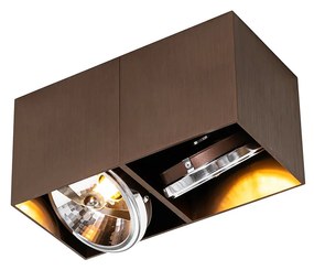 Foco de teto design bronze escuro retangular 2 luzes inclinável e rotativo - Box Design