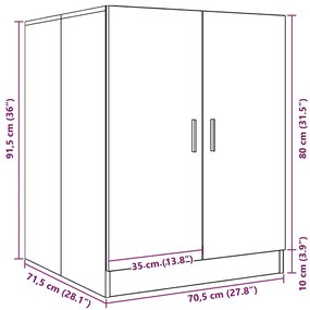 Armário máquina lavar roupa 71x71,5x91,5 cm cinzento-cimento