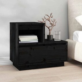 Mesas de cabeceira 2 pcs 60x34x51 cm pinho maciço preto