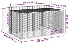 Casota p/ cães c/ parque 197x194x110 cm aço galvaniz. antracite