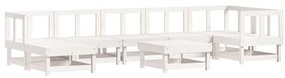 8pcs conjunto lounge jardim c/ almofadões madeira maciça branco