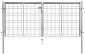 Portão de jardim em aço galvanizado 306x150 cm prateado