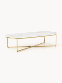 Mesa de centro oval com tampo de vidro com aspeto de mármore Antigua
