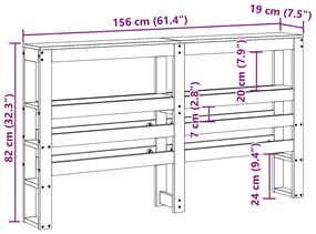 Cabeceira com prateleiras 150 cm pinho maciço castanho-mel