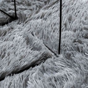 Tapete shaggy de pelo alto NAVARRA 200x200cm cinzento prateado