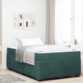 vidaXL Estrutura de cama com colchão Verde-escuro 120 x 200 cm Veludo