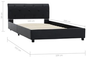Estrutura de cama 100x200 cm couro artificial preto