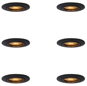 Conjunto de 6 focos embutidos pretos ajustáveis - Ude Honey