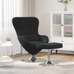Poltrona Egg vidaXL com Puff Veludo Preto