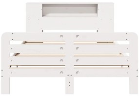 Cama sem colchão 160x200 cm madeira de pinho maciça branco