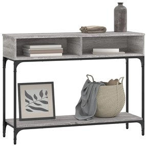 Mesa consola 100x30,5x75cm derivados de madeira cinzento sonoma