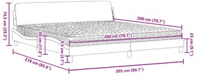 Cama com colchão 200x200 cm tecido cinzento-acastanhado
