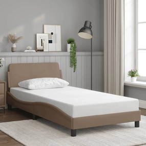 Estrutura cama cabeceira 100x200 cm couro artificial cappuccino