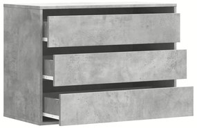 Cómoda com 3 Gavetas - 80x41x58 cm - derivados de madeira - cinzento c