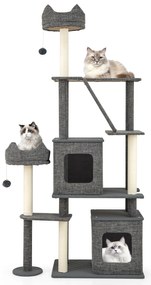 Cercado para gatos de 3 andares, gaiola grande para gatos com rede confortável - Preto