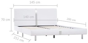 Estrutura de cama sem colchão 135x190cm couro artificial branco