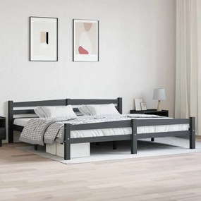 Estrutura de cama 200x200 cm pinho maciço cinzento-escuro