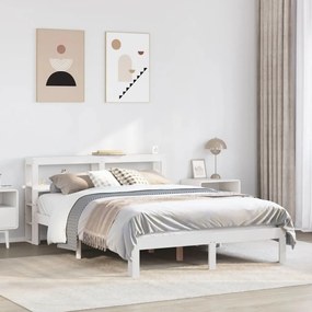 Estrutura cama c/ cabeceira 140x190 cm pinho maciço branco