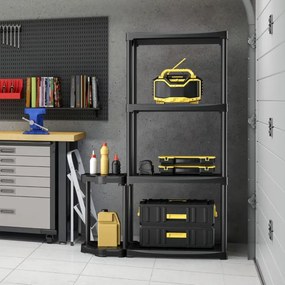 Estante de garagem de 4 níveis com organizador de ferragens Prateleira aberta para armário 89 x 30 x 133 cm preta