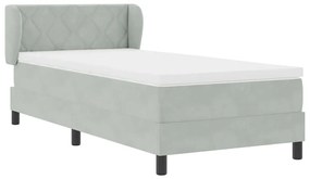 Cama Box Spring vidaXL com Colchão Cinza Claro 90x190 cm Veludo
