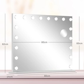 Espelho de Maquilhagem LED, 80 x 14 x 62 cm, Luminosidade Regulável