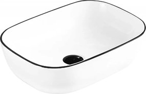Mexen Rita lavatório de bancada 45 x 32 cm, branco/preto borda - 21084507