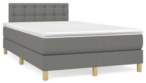 vidaXL Cama box spring c/ colchão e LED 120x190 cm tecido cinza-escuro